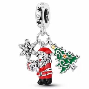 NWOT Santa Claus Christmas Tree Snowflake Dangle Charm Sterling Silver 925
